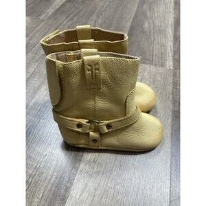 Frye Infant Baby Beige Leather Biker Crib Booties Harness Boots Little Kids 2